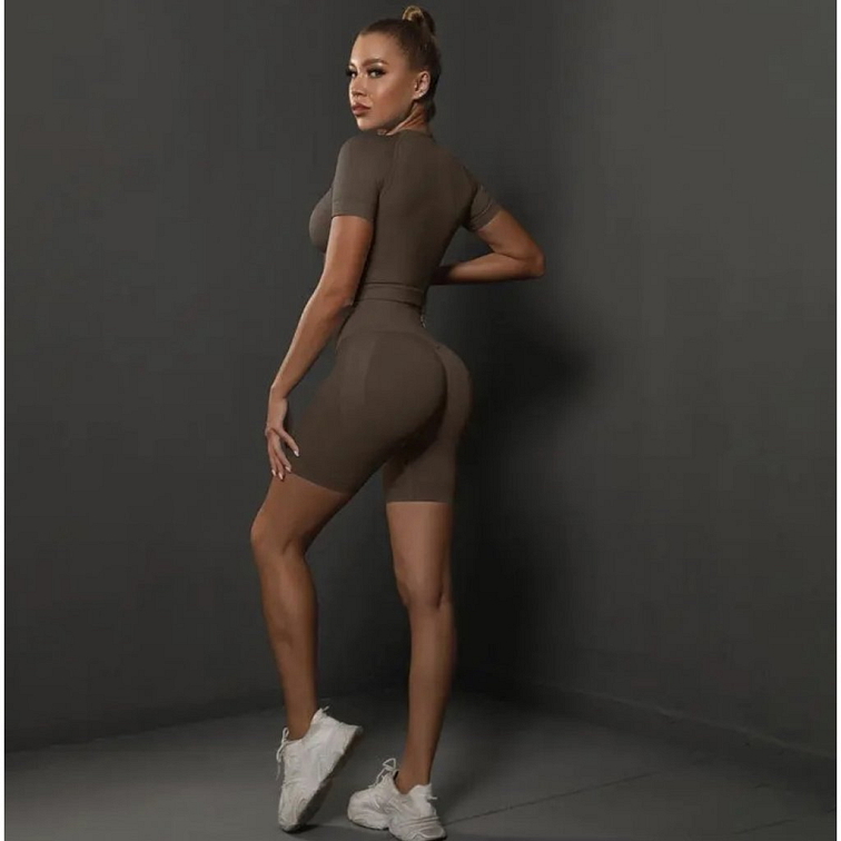 Fitness set shorts Elys hnedý