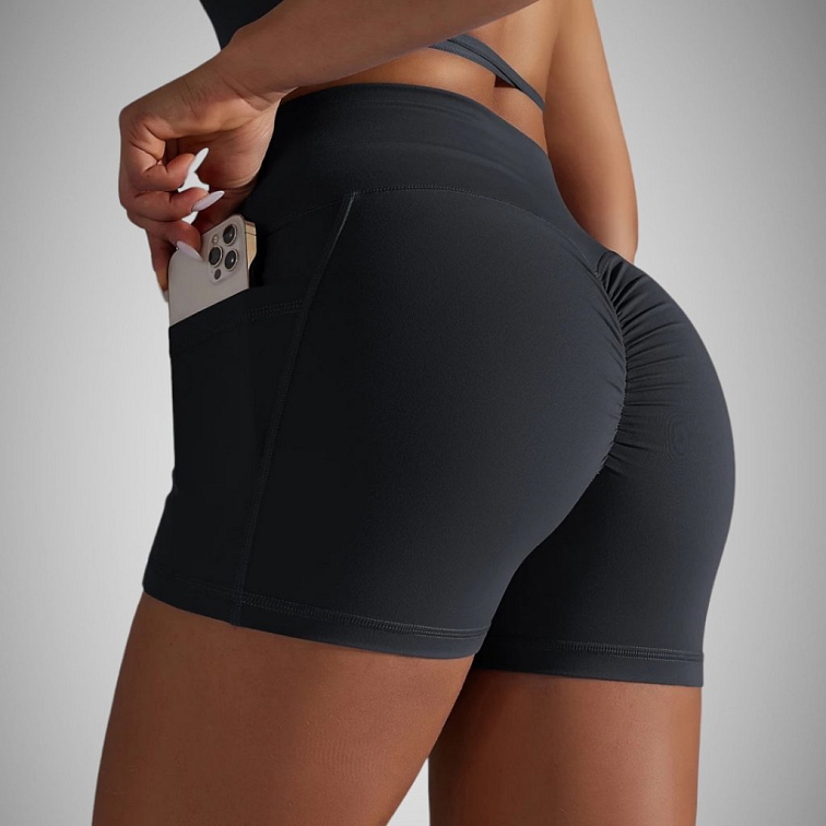 Push-up kraťasy s vreckom čierne