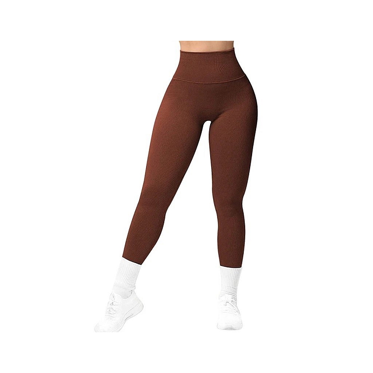 Vrúbkované tmavo hnedé legíny