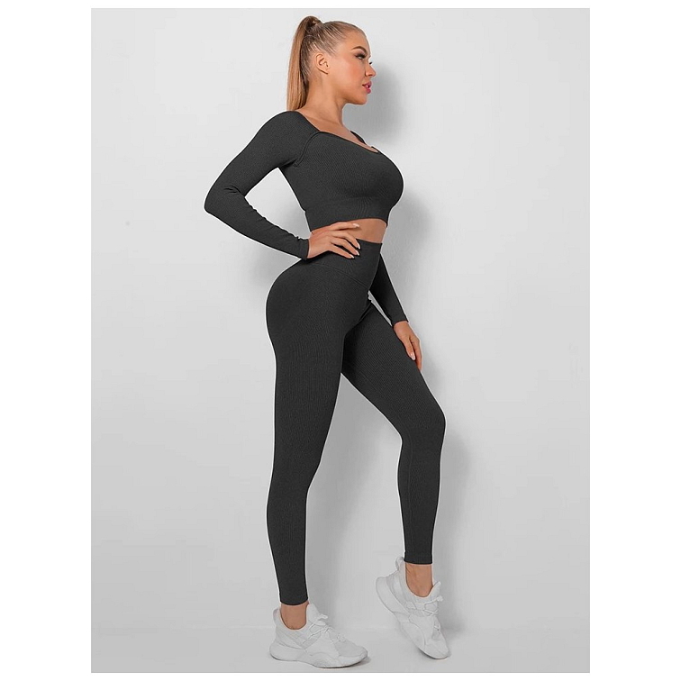 Vrúbkované čierne legíny