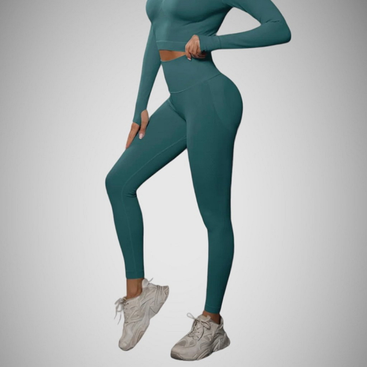 Push-up legíny modro-zelené