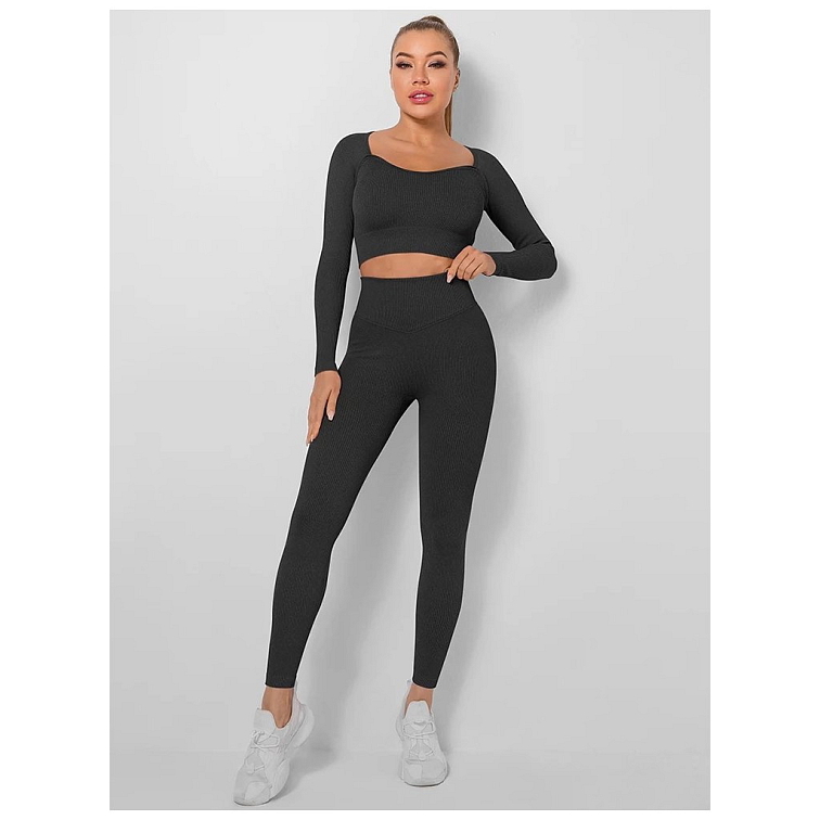 Vrúbkované čierne legíny