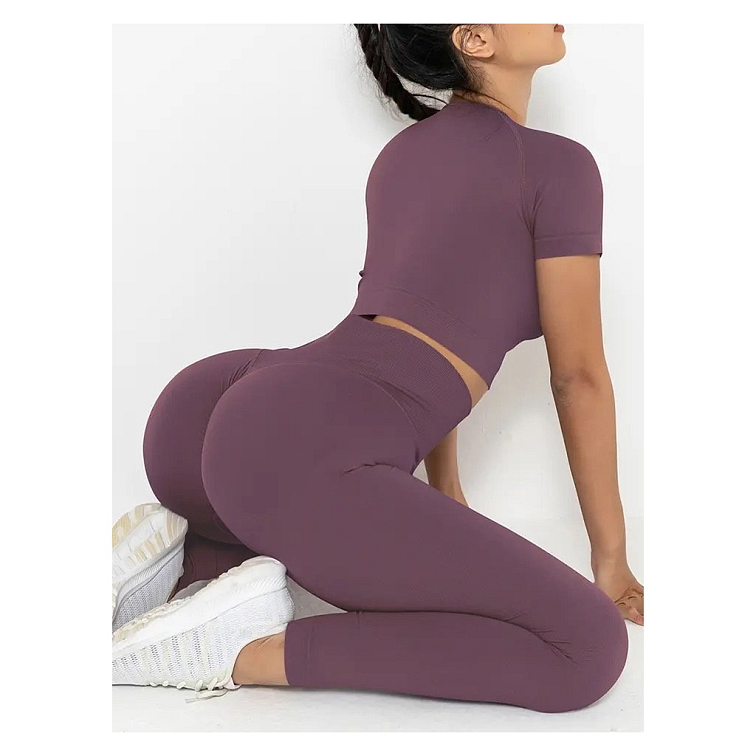 Tmavo fialové push-up legíny