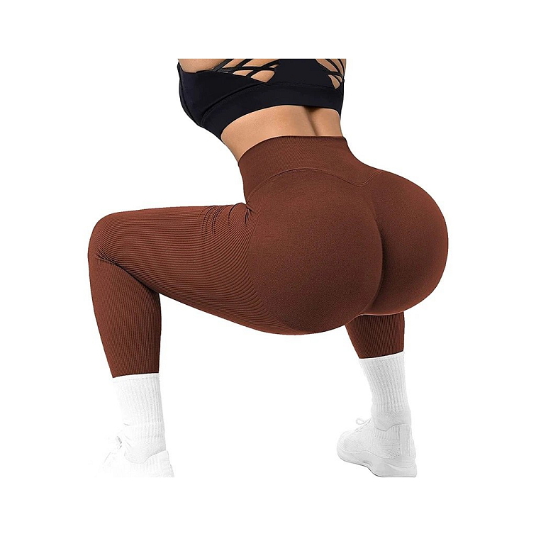 Vrúbkované tmavo hnedé legíny