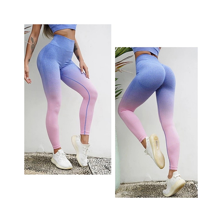 Ombre ružovo-fialové legíny