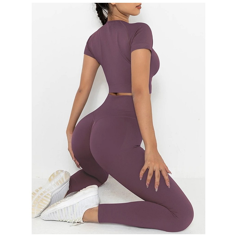 Tmavo fialové push-up legíny