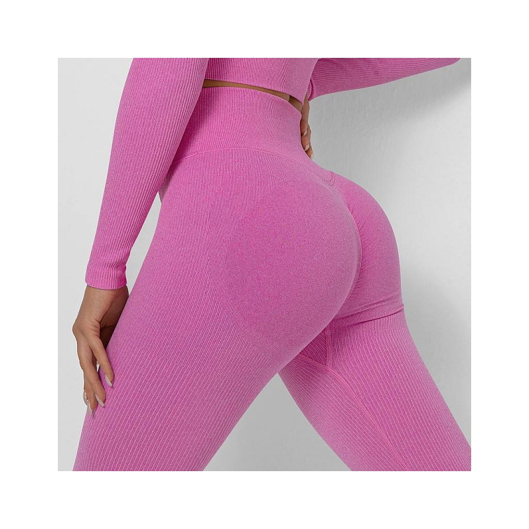 Vrúbkované ružové legíny