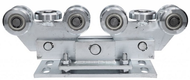 Vozík pro C-profil 80x80x5mm výškově nastavitelný, 10x ocelové kolečko s ložiskem 6204ZZ, galvanické zinkování