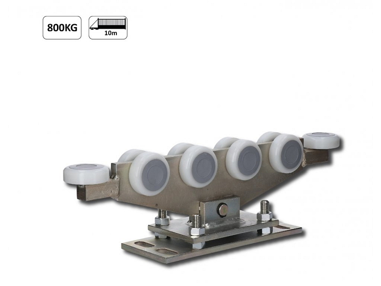 Vozík regulovatelný pro C-profil 80x80x5mm, polyamidová kolečka 10ks, žlutý zinek, pro bránu do 800kg, průjezd do 10m