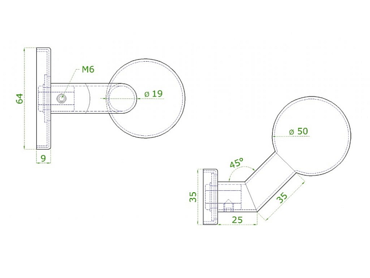 Koule ke klice s oválnou rozetou, pevná, bal.: 1ks, broušená nerez K320 /AISI304, spodní část rozety nerez