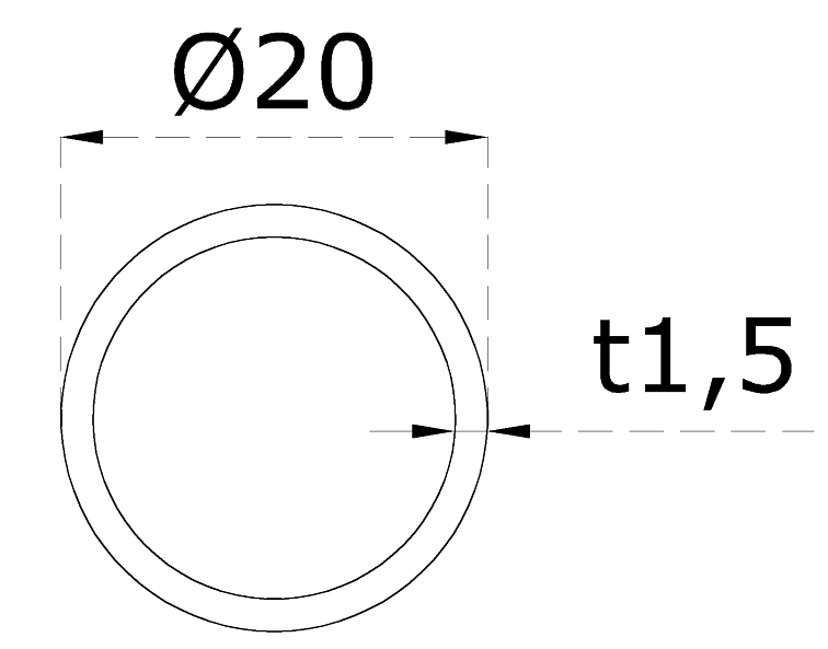 Trubka, průměr 20x1,5mm, broušená nerez K320/AISI304