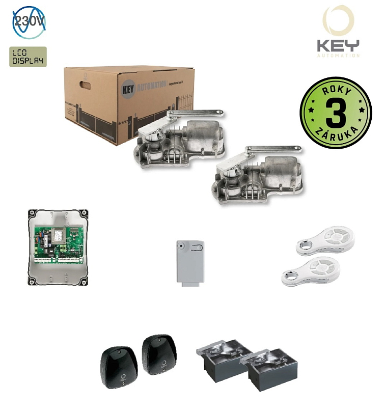 UNDERKIT podzemní pohon 2x INT se základ. krabicí 2x CF, pro křídlovou bránu do 3 m/ kř., 1x CT202, 1x RX4, pár FT-32, 2x SUB-44WR