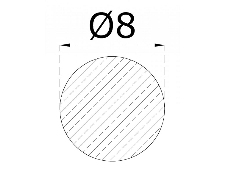 Tyč kruhová o průměru 8mm, kartáčovaná nerez/AISI304