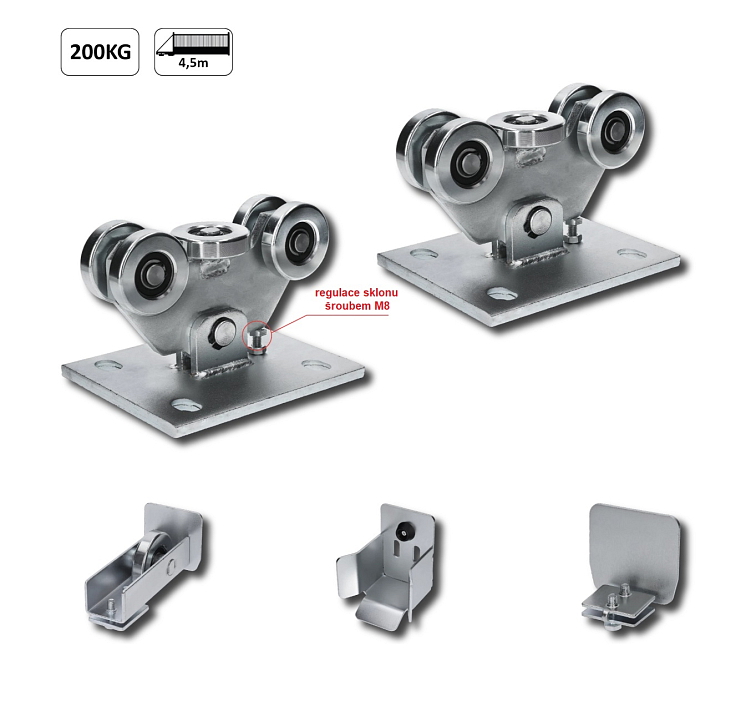 Set pro samonosný systém PICCOLO 69 x 69mm, 2x vozík C395Piccolo Klasic, 1x náběh. kolečko C396Piccolo, 1x doraz C397P, 1x krytka C398P