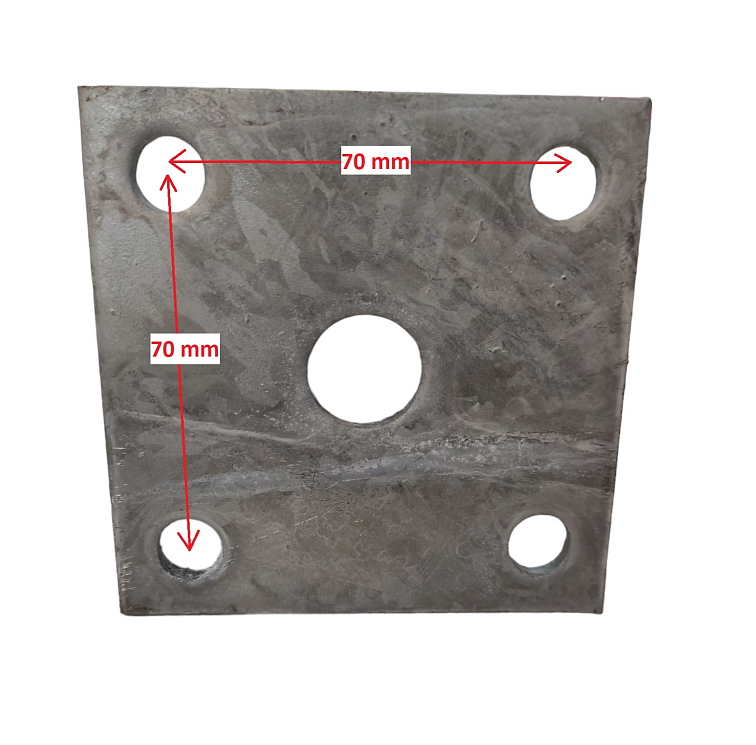 Patka na sloupek o průměru 38mm, základna 100x100mm, žárový zinek