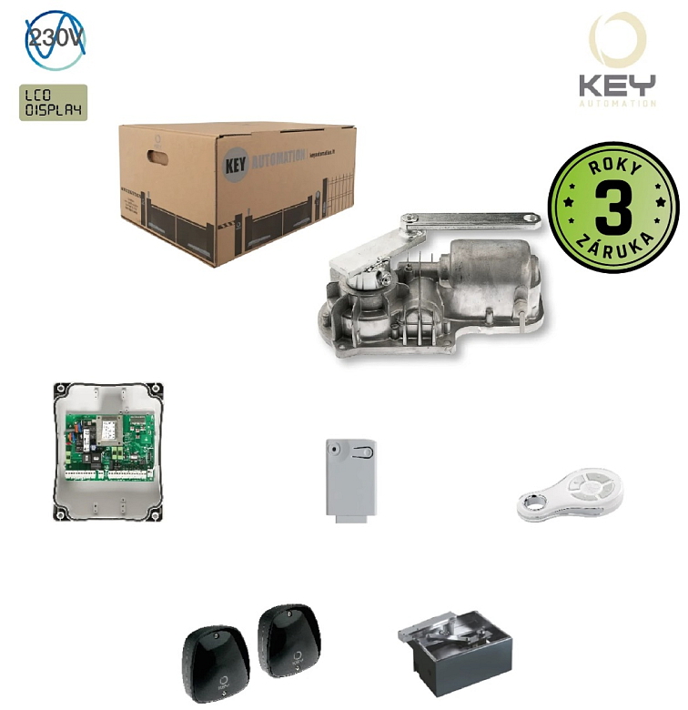 UNDERKIT podzemní pohon pro jednokřídlovou bránu do 3m / křídlo se základovou krabicí 1x CF, 1x INT, 1x CT-202, 1xRX4, 1 pár FT-32, 1x SUB-44WR