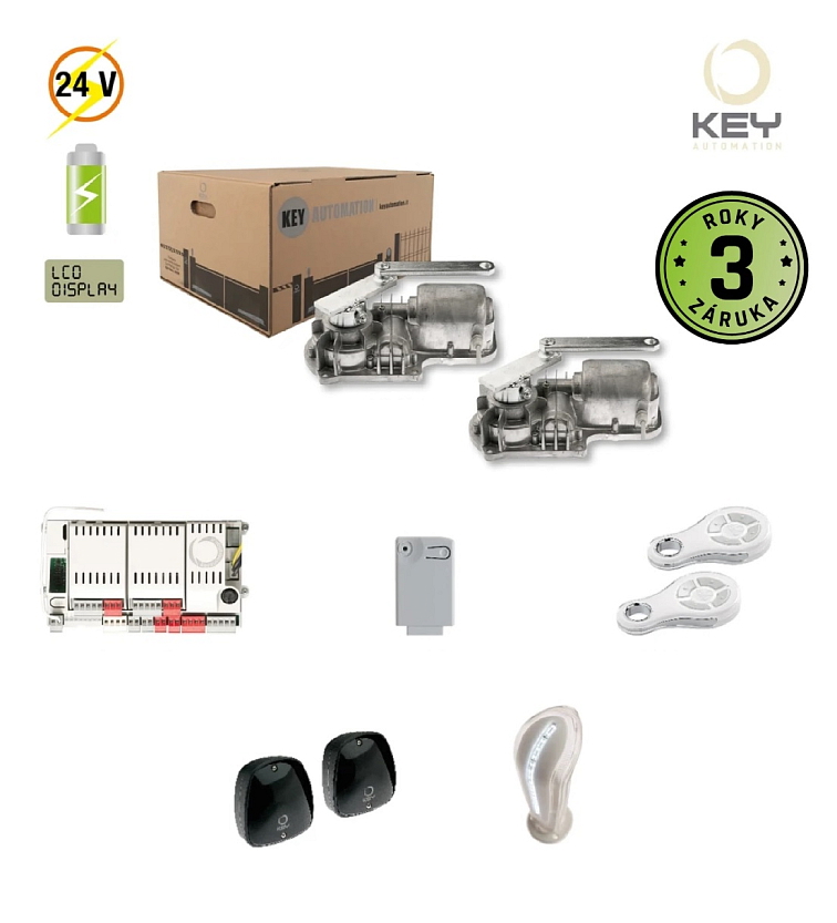 UNDERKIT podzemní pohon pro dvoukřídlou bránu do 3,5m / křídlo, 2x UND24, 1x CT-14A, 1x RX4, 1 pár FT-32, 2x SUB-44WR, 1x LED24