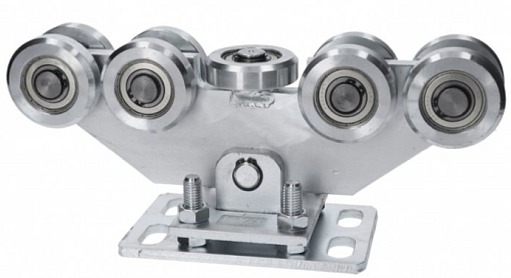 Vozík pro C-profil 80x80x5mm výškově nastavitelný, 9x ocelové kolečko s ložiskem 6204ZZ, galvanické zinkování