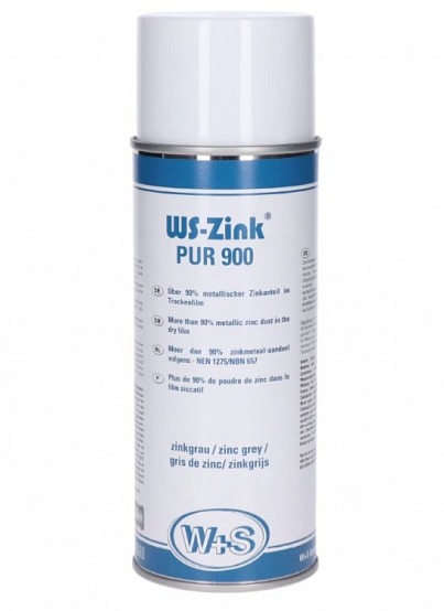 Zinkový sprej WS-Zink® Pur900 s obsahem zinku 90% 400ml, svařitelný, matná barva, odolný do 300° C , základní nátěr pro následné lakování, vodivá ochranná vrstva na bodovaní