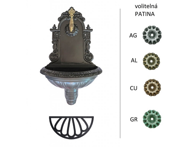 Umývadlo nástěnné Al slitina, 710x425x225mm, mosazný kohoutek 1/2, odtokový otvor o průměru 28mm