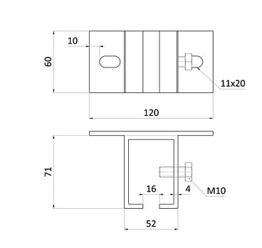 Držák horní pro profil závěsného systému Medio