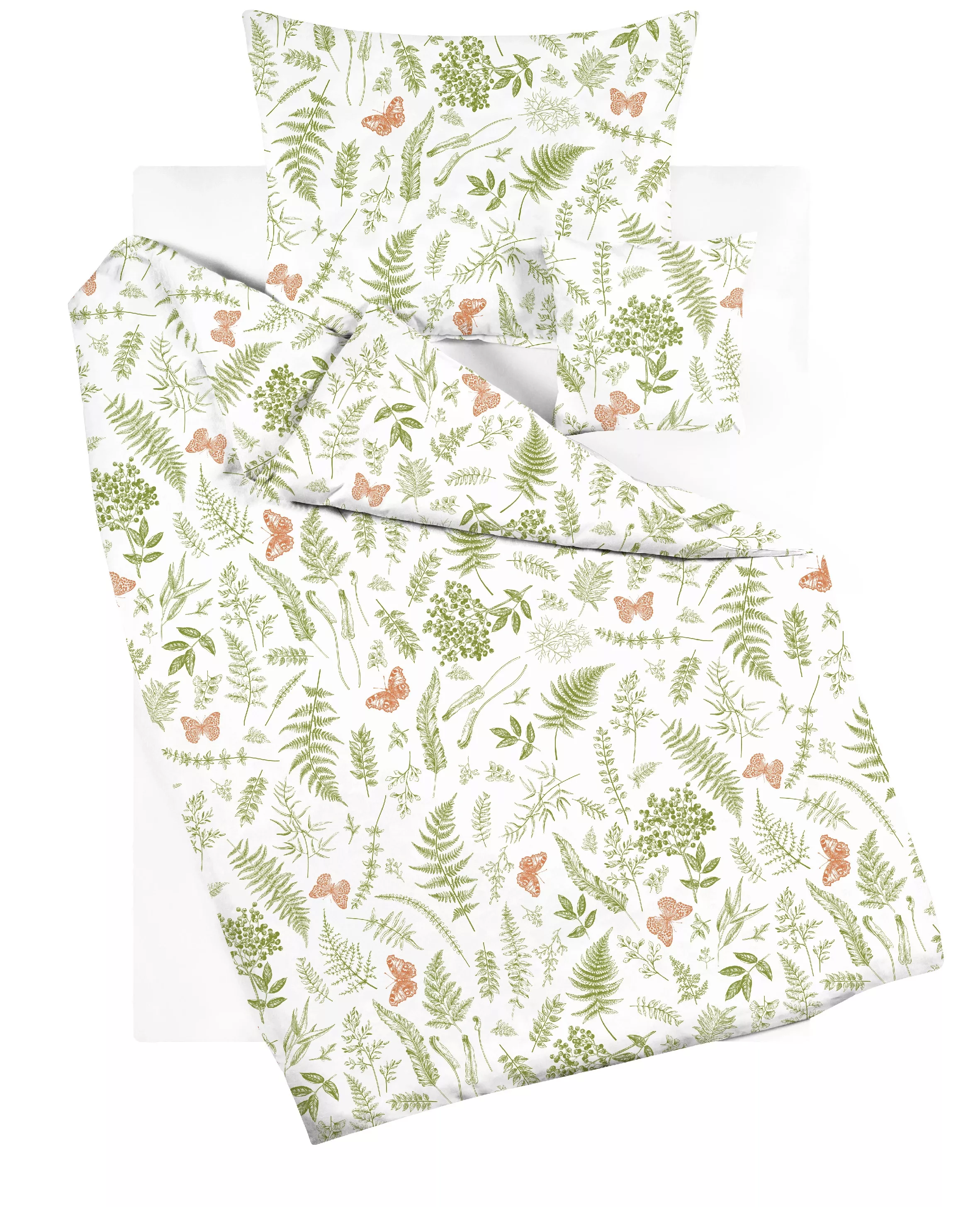 Bavlnené obliečky V papradiach - bielozelená