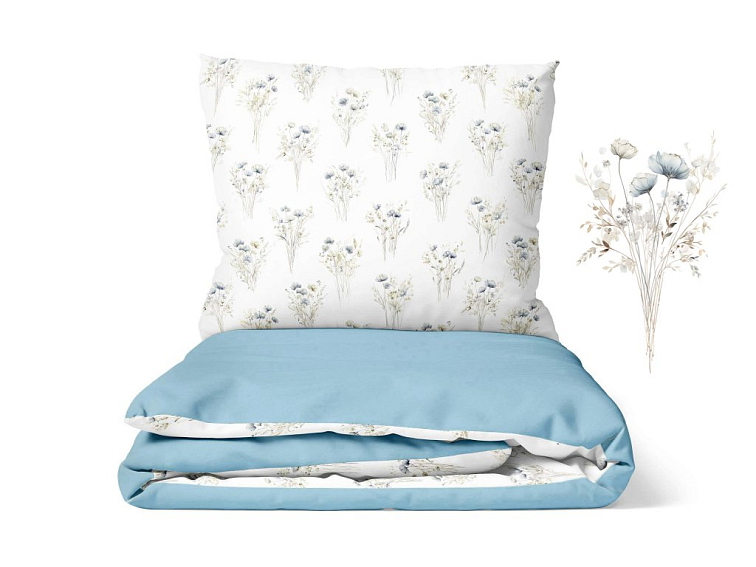 Bavlnené obliečky Nežné kvety nebesky modré - duo