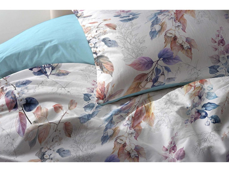 Bavlnené obliečky Kvetinový dotyk nebesky modré - duo