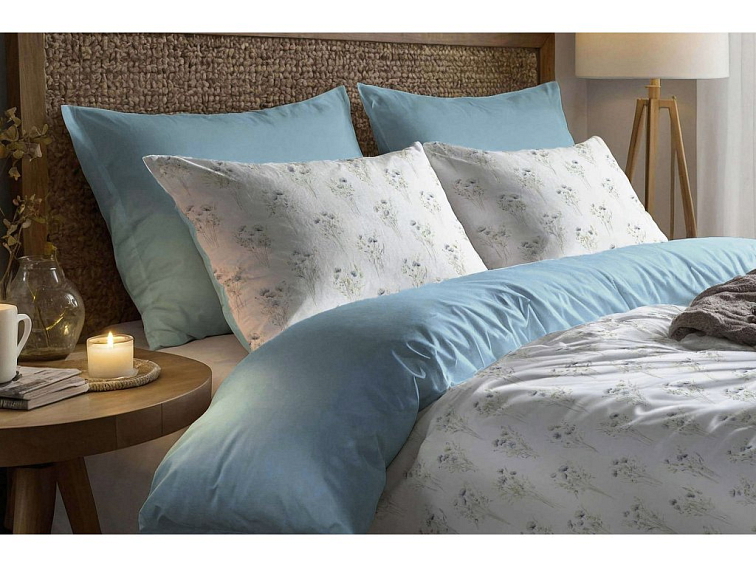 Bavlnené obliečky Nežné kvety nebesky modré - duo