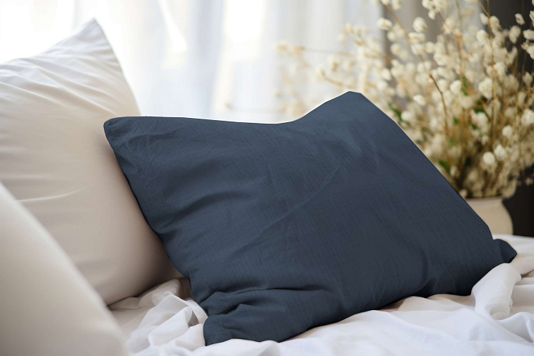 Mušelínová obliečka na vankúšik Dark navy