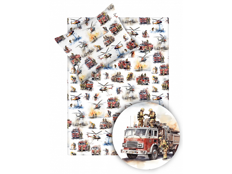 Bavlnené obliečky do postieľky Hasiči zasahujú