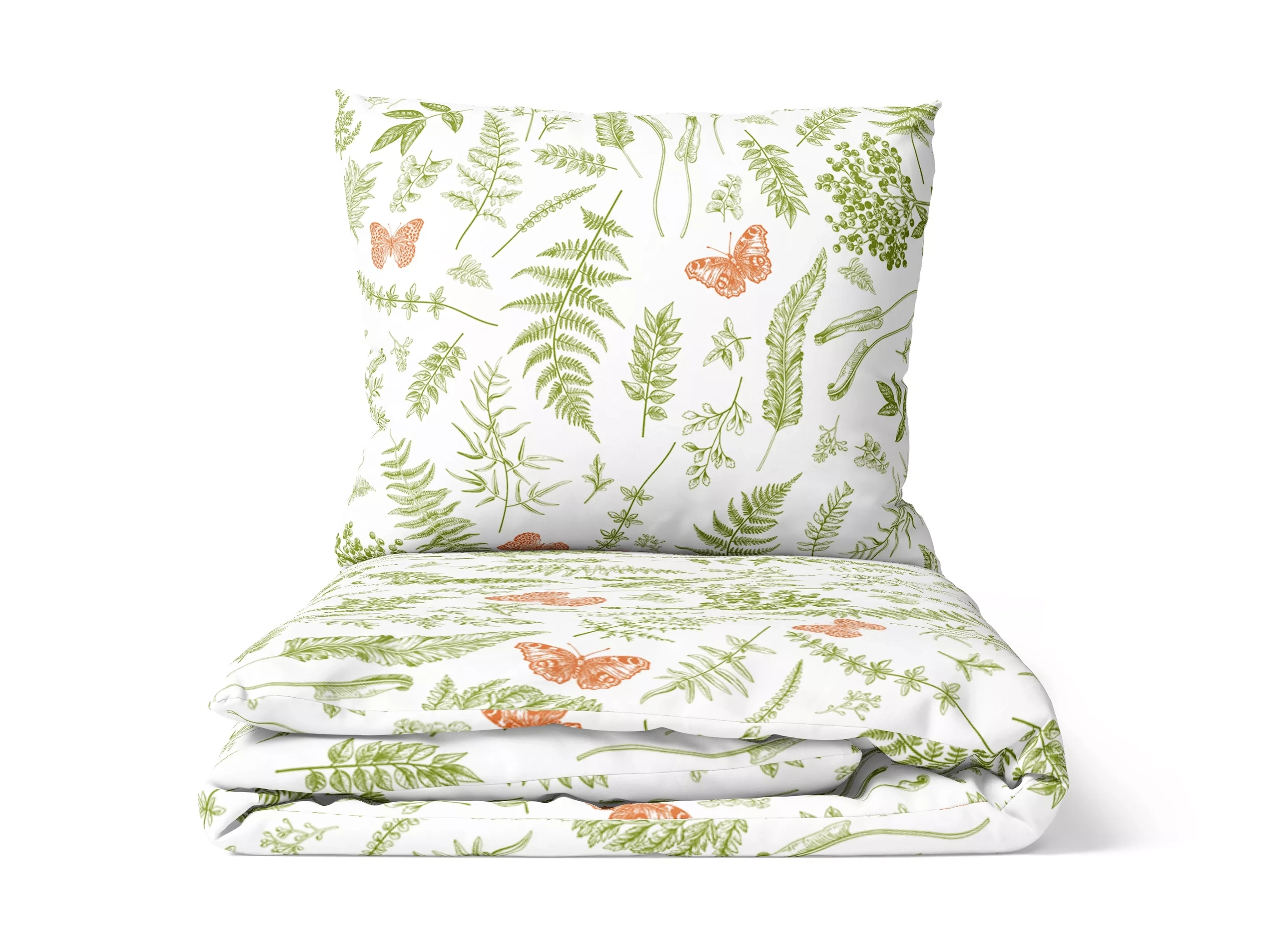 Bavlnené obliečky V papradiach - bielozelená