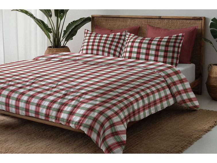 Bavlnené obliečky Kocka - červenozelené