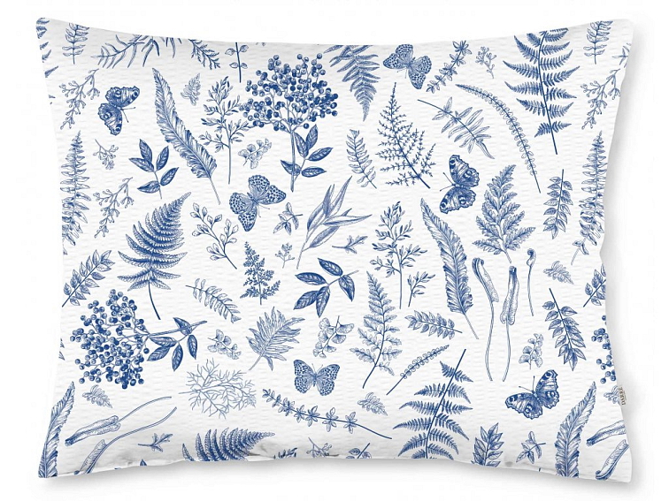 Krepové obliečky V papradiach - bielomodrá