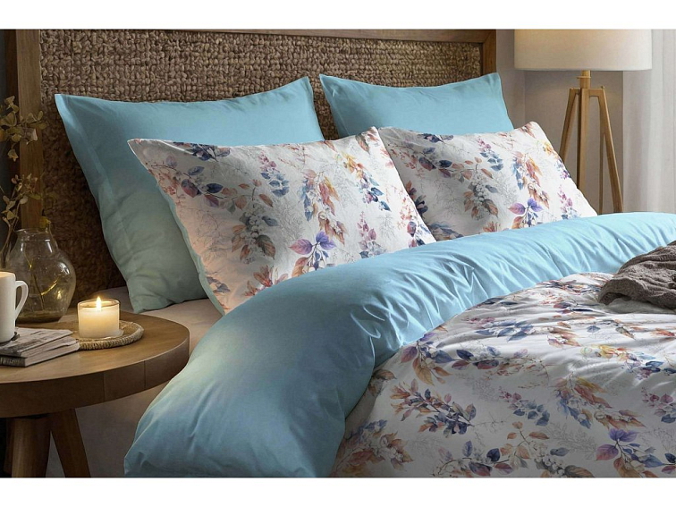 Bavlnené obliečky Kvetinový dotyk nebesky modré - duo
