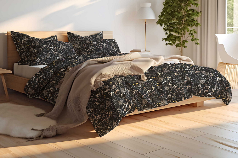 Bavlnené obliečky Dotyk prírody - čierna od Darré