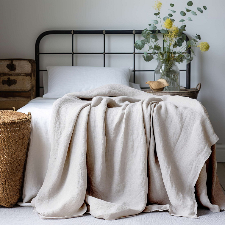 Mušelínový prehoz na posteľ Natural