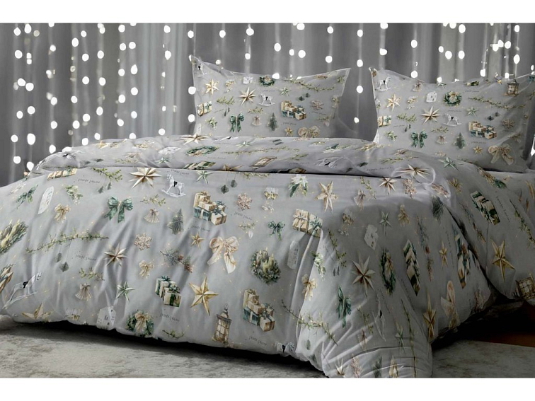 Bavlnené obliečky Kúzlo Vianoc - šedé