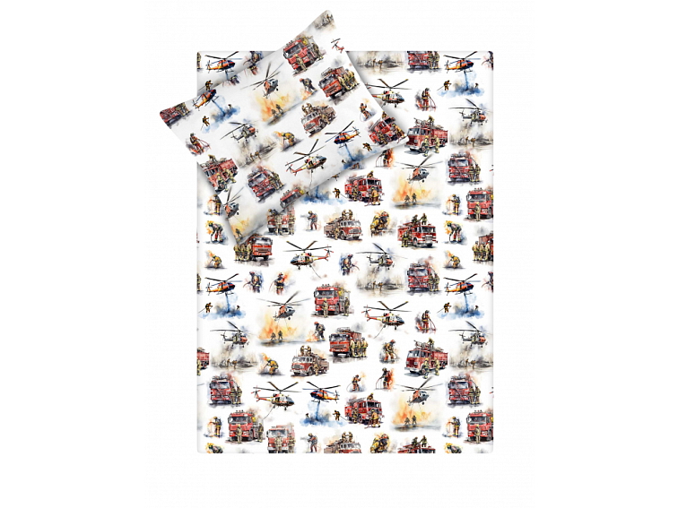 Bavlnené obliečky do postieľky Hasiči zasahujú