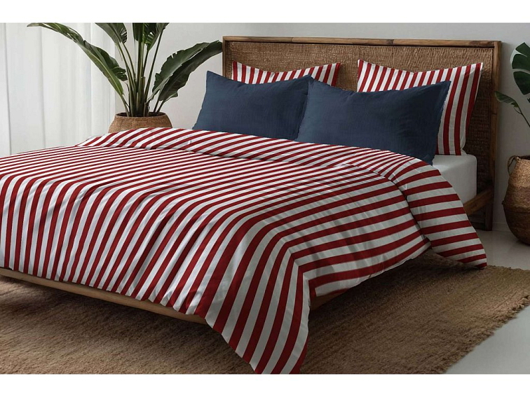 Bavlnené posteľné prádlo Pruhované - červené