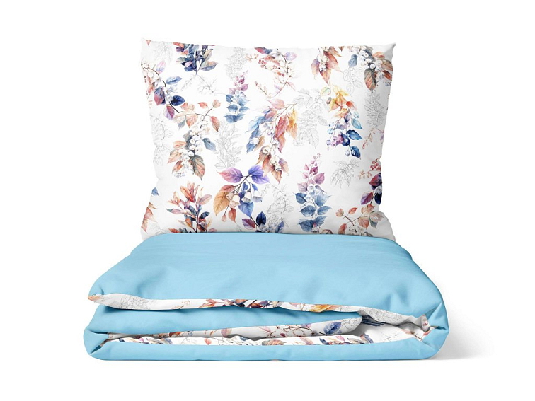 Bavlnené obliečky Kvetinový dotyk nebesky modré - duo
