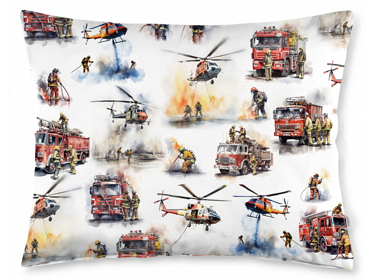 Bavlnené obliečky do postieľky Hasiči zasahujú
