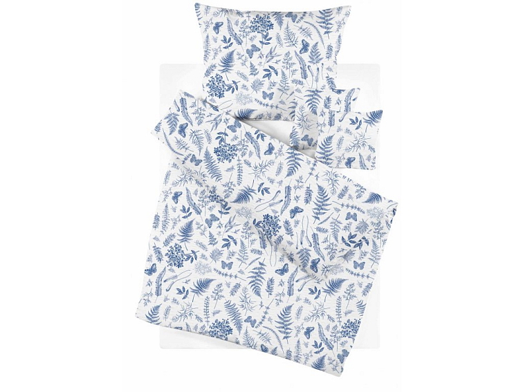 Krepové obliečky V papradiach - bielomodrá