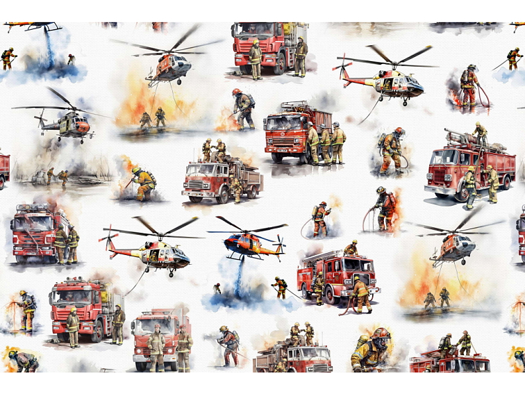 Bavlnené obliečky do postieľky Hasiči zasahujú