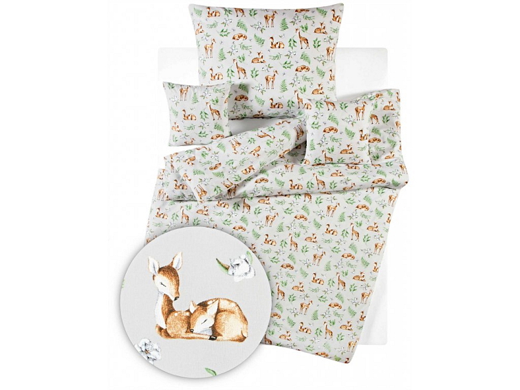 Bavlnené obliečky Srnka na pasce - svetlo sivé