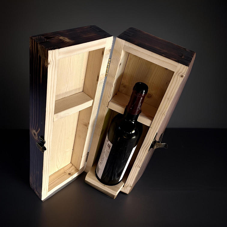 Darčeková bedňa na víno - tmavá