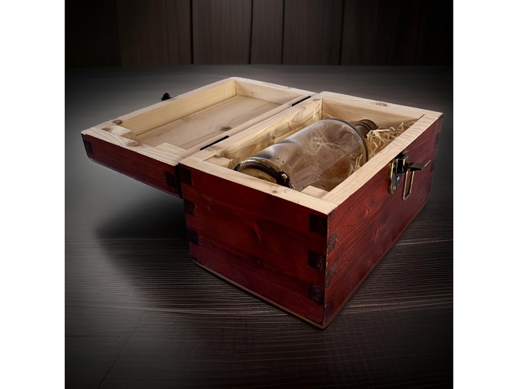 Prémiová drevená krabička pre 0,7l flašu - tmavá