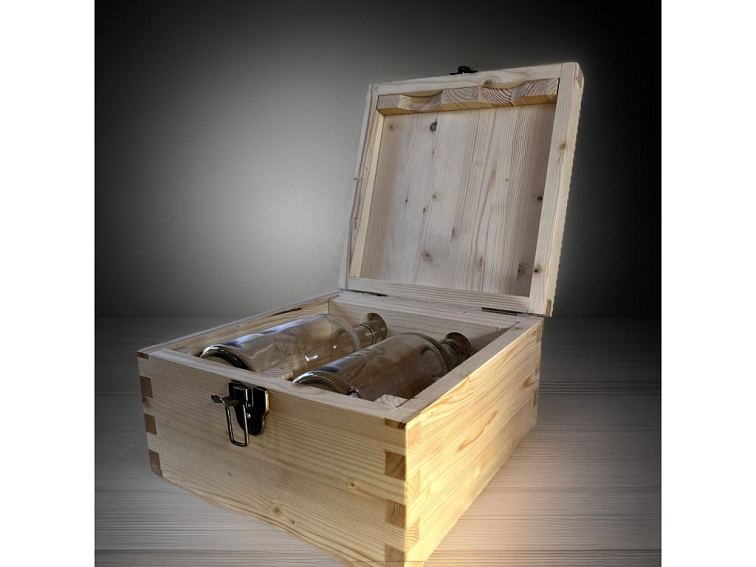 Drevená krabička pre 2 flaše 0,7l.