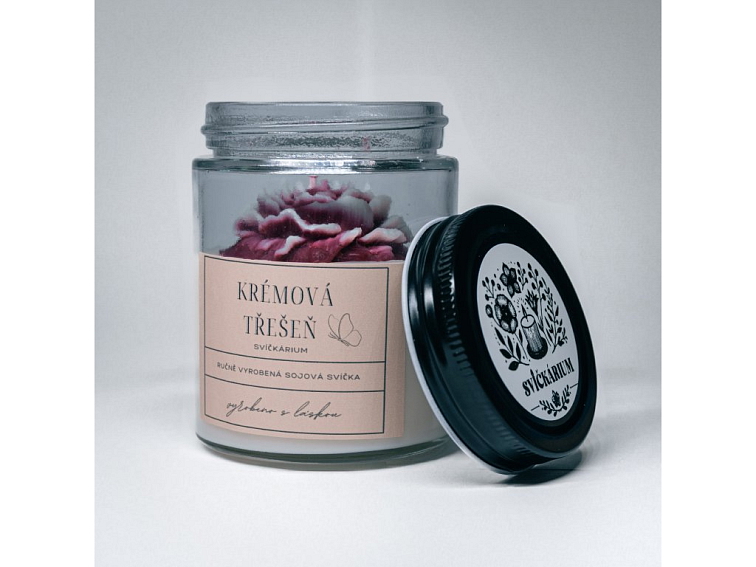 Vonná svíčka ve skle - KRÉMOVÁ TŘEŠEŇ (190g)
