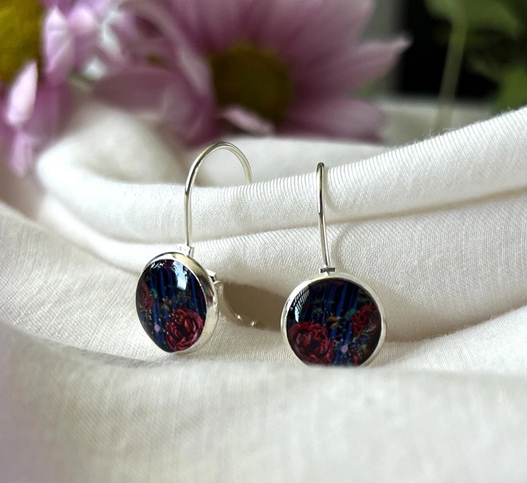 Náušnice Nespoutaná modro-černá - visací